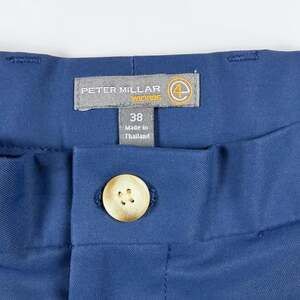 Peter Millar Golf Shorts Size 38 Blue Wicking Performance Flat Front